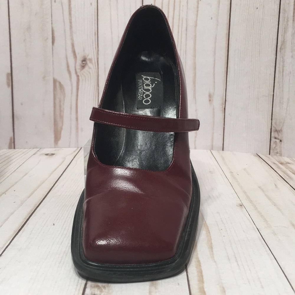 Wine Mary Jane square toe block heel Vintage EU39 - Picture 6 of 15